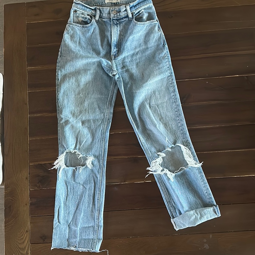 Abercrombie,  90’s ultra high rise, straight leg